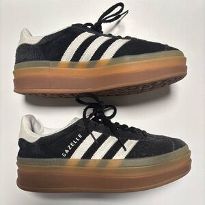 Adidas Gazelle Suede Platform Black and White Sneakers
